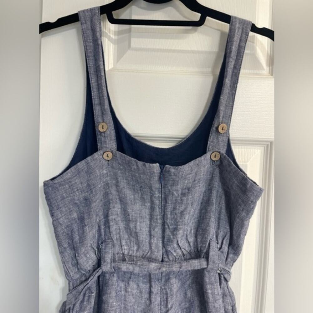 Rachel Zoe Jumpsuit Linen Scoop neck tank Belted Cropped Pants Size 2 - Picture 5 of 8